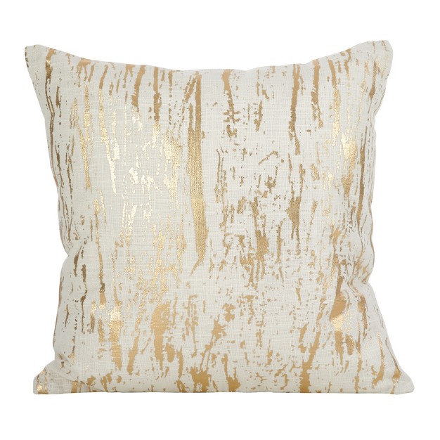 Saro Lifestyle Distressed Foil Print Decorative Pillow Cover