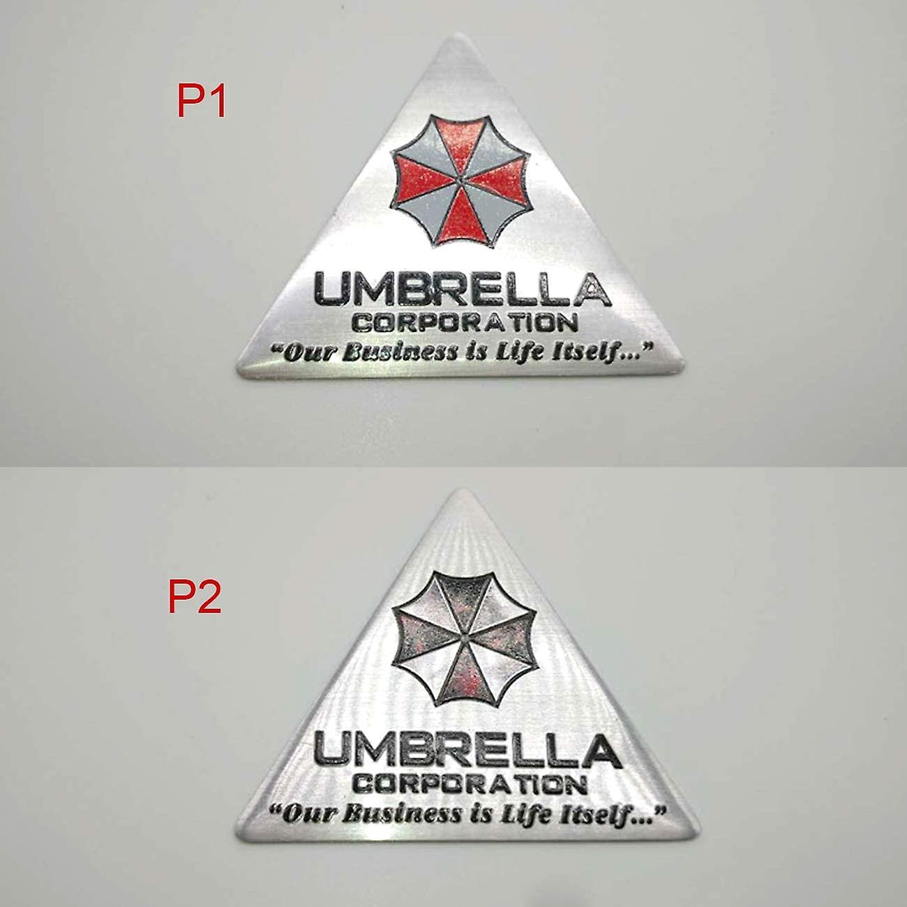 Umbrella Corporation Decals Aluminum Alloy Resi Dent E Vil Stickers Triangle Metal Badge Decals(p1+p2=2 Pcs/set)