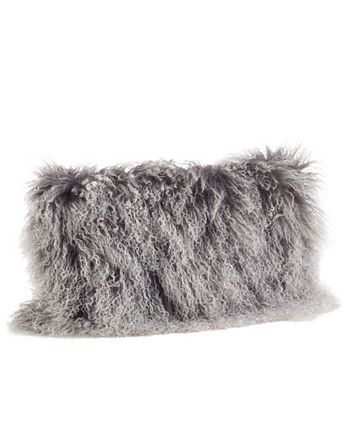 Saro Lifestyle Mongolian Wool Lamb Fur Decorative Pillow， 12