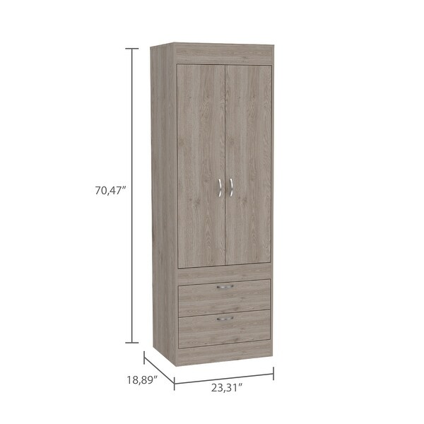 Alabama Armoire with Large Cabinet and 2 Drawers - - 32966106