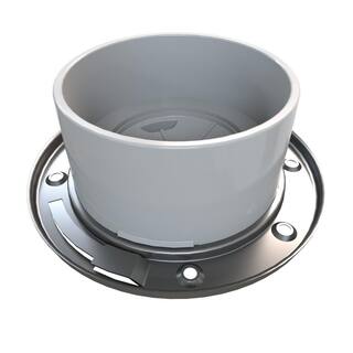 Oatey Fast Set 4 in. PVC Hub Toilet Flange with Test Cap and Stainless Steel Ring 436572