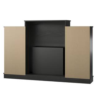 Ameriwood Home Elk Grove 61.02 in. Freestanding Electric Fireplace with Bookshelves in Black Oak HD38318