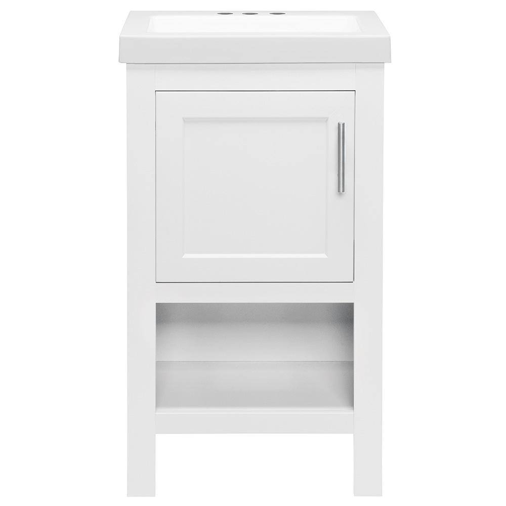 Glacier Bay Spa 18.5 in. W x 16.2 in. D x 33.8 in. H Freestanding Bath Vanity in White with White Cultured Marble Top PPSPAWHT18