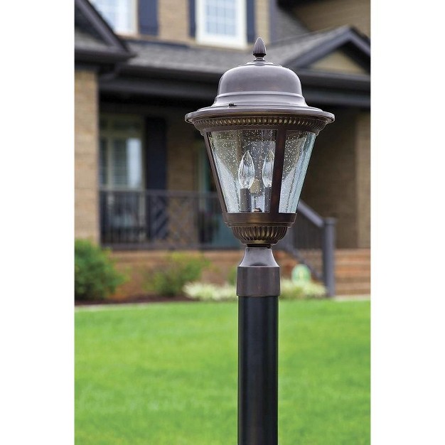 Progress Lighting Westport 1 light Outdoor Post Lantern In Antique Bronze With Clear Seeded Glass Shade