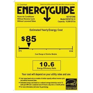 Keystone 10000 BTU 115V Through-The-Wall AC Energy Star Remote Dehumidifier Sleep Mode 24H Timer for Rooms up to 450 Sq. Ft. KSTAT10-1C