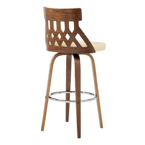 Crux Swivel Bar Stool in Faux Leather and Wood