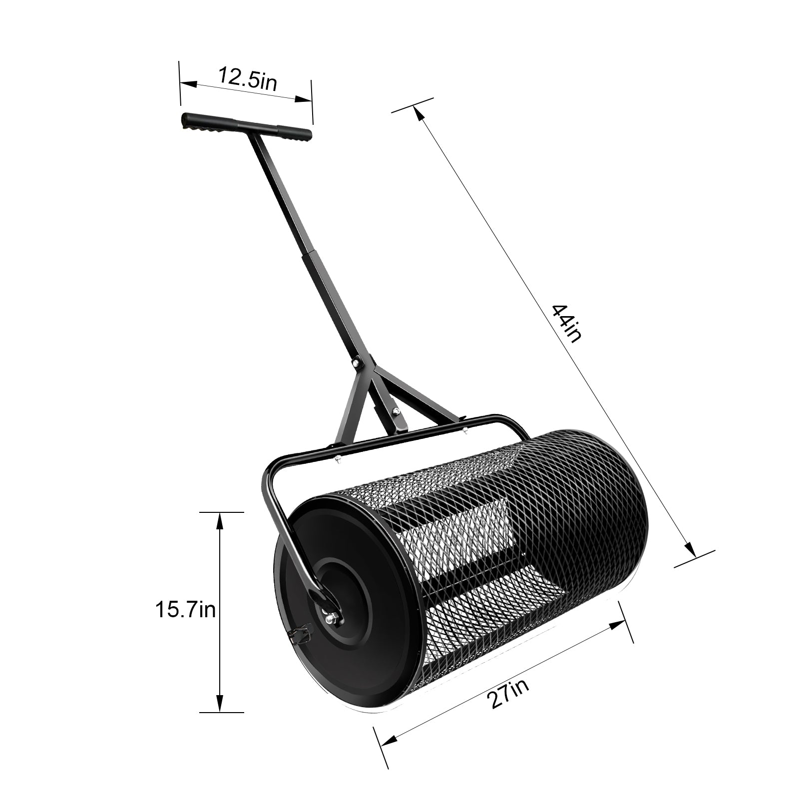 Peat Moss Spreader Compost Spreader Lawn & Garden Spreader 27" x 15.7" x 44" Black