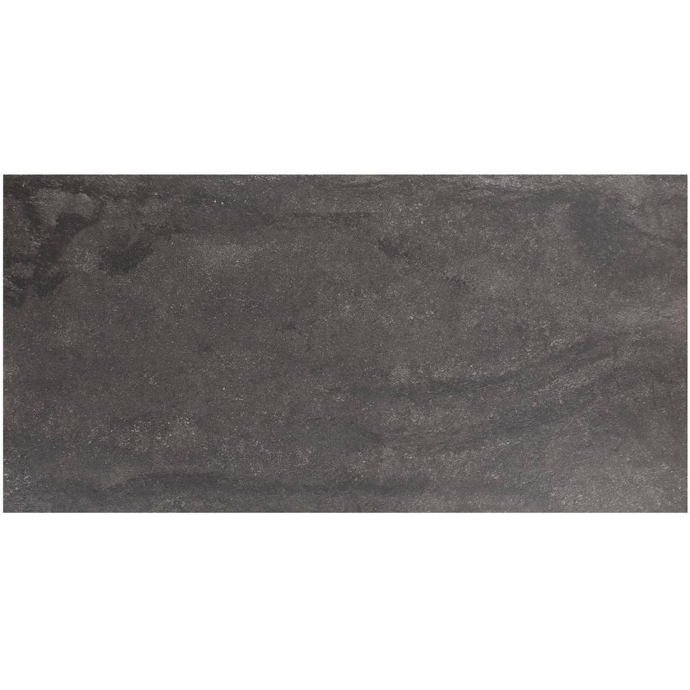 Ivy Hill Tile Dominion Charcoal Black 23.62 in. x 47.24 in. Matte Limestone Look Porcelain Floor and Wall Tile (15.49 sq. ft.Case) EXT3RD108243