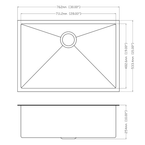 30 x 21 x 10 Undermount Kitchen Sink 16 Gauge S...