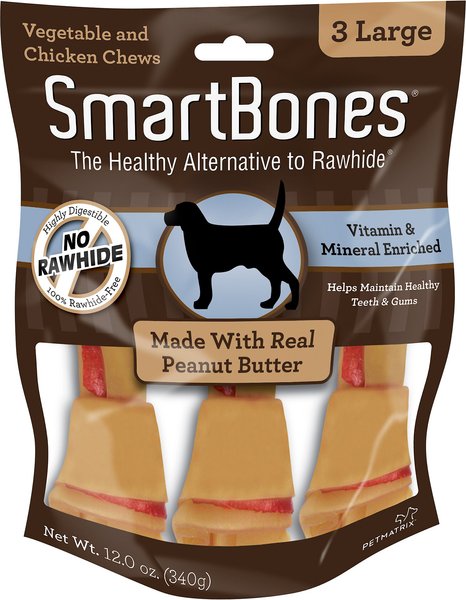 SmartBones Large Peanut Butter Chew Bones Dog Treats