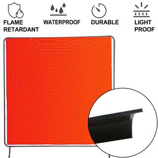 VEVOR Welding Screen 6 ft. x 6 ft. 3 Panel Welding Curtain Flame Retardant with Frame and Wheels adjustable Size Red GBRDSMHJL66YC0001V0