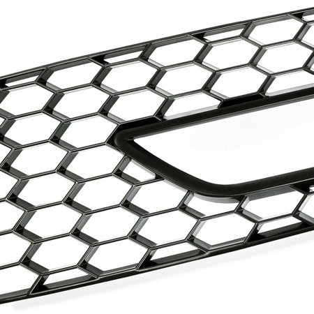 Kojem Front Bumper Fog Light Vent Grille Lower Cover Bezel RS4 Style for 2013 2014 2015 2016 Audi A4 B8.5- Gloss Black Honeycomb