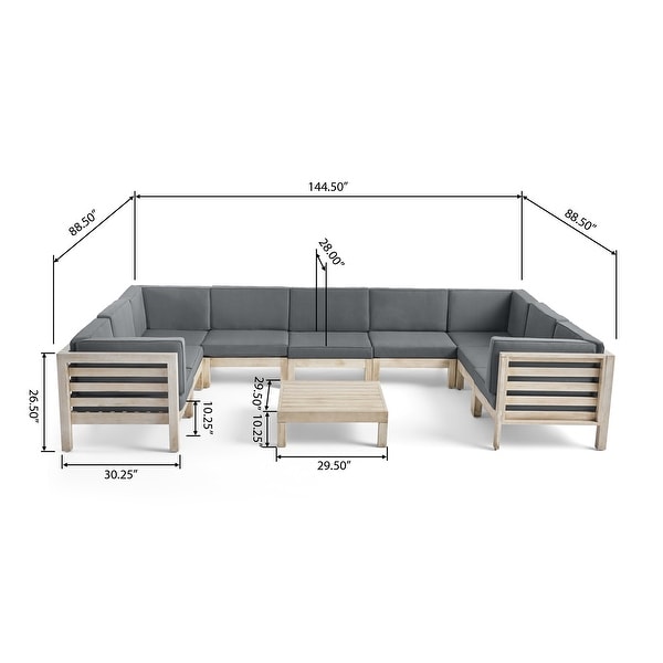 Oana Outdoor 9 Seater Acacia Wood Sectional Sofa Set by Christopher Knight Home