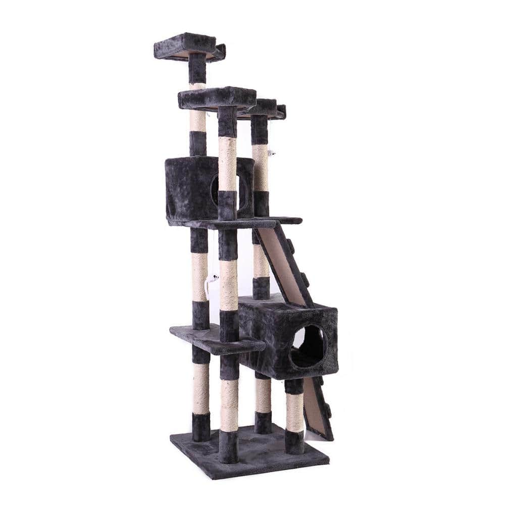 COZIWOW 67 in. H Multi-Level Cat Tree Gray Kitten Condo CW12W0052