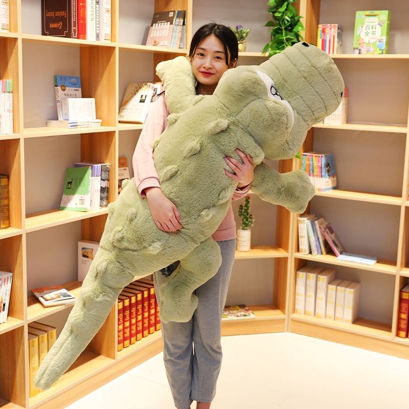 Oversized Crocodile Plush Pillow - Green - Gray