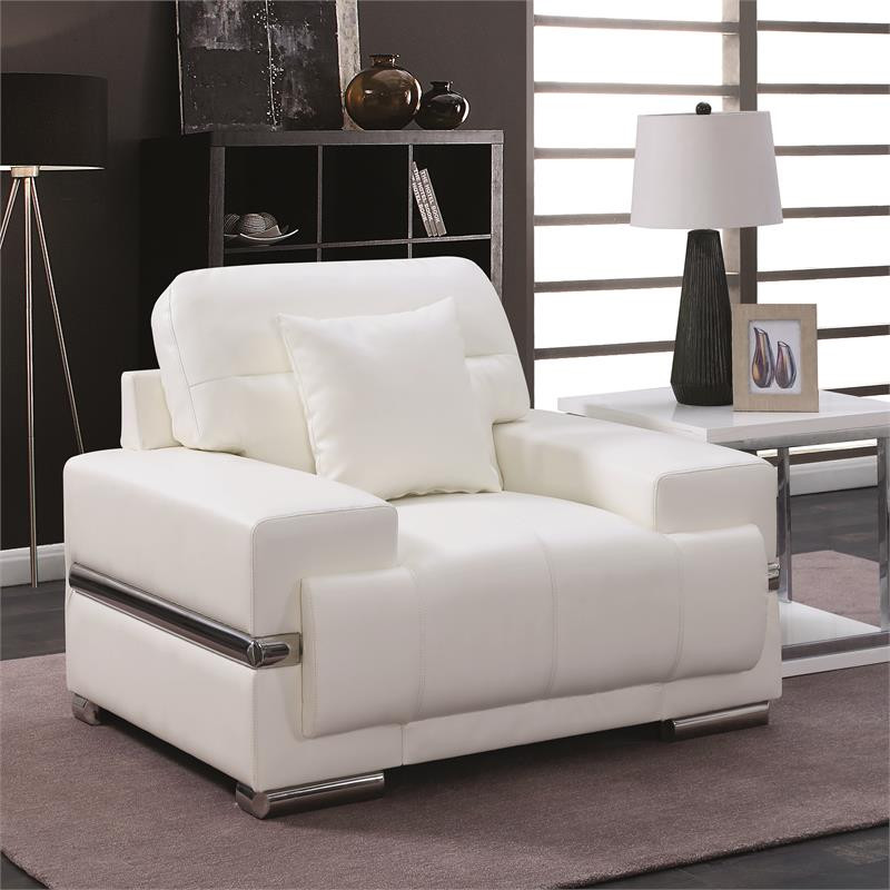 Furniture of America Larcey Contemporary Faux Leather Chair in White   Contemporary   Armchairs And Accent Chairs   by Homesquare  Houzz