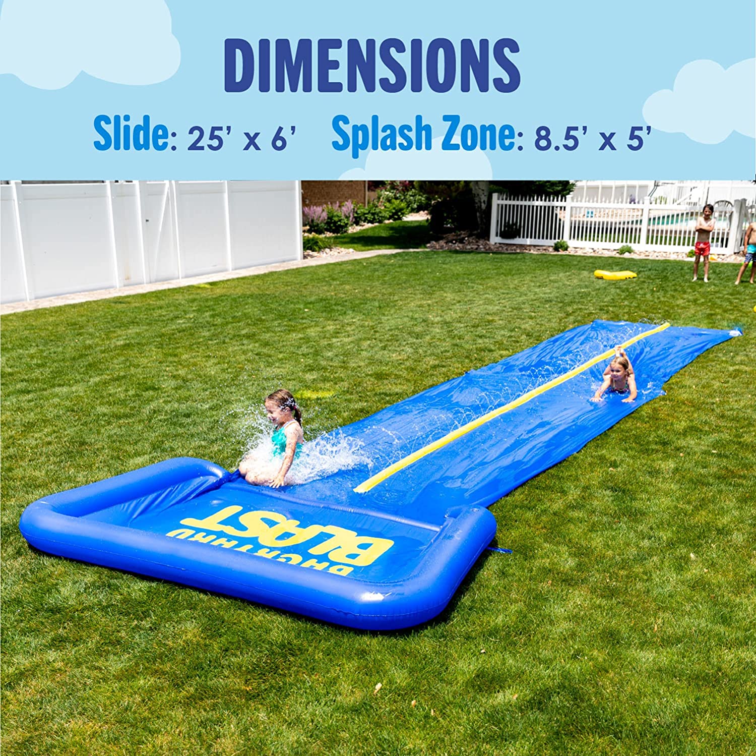 Lavinya 30' Waterslide with Splash Zone With Durable Extra Thick to Prevent Rips & Tears Water Slide For Summer Fun