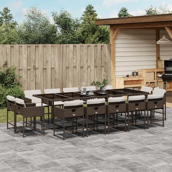 vidaX Patio Dining Set with Cushions Poly Rattan