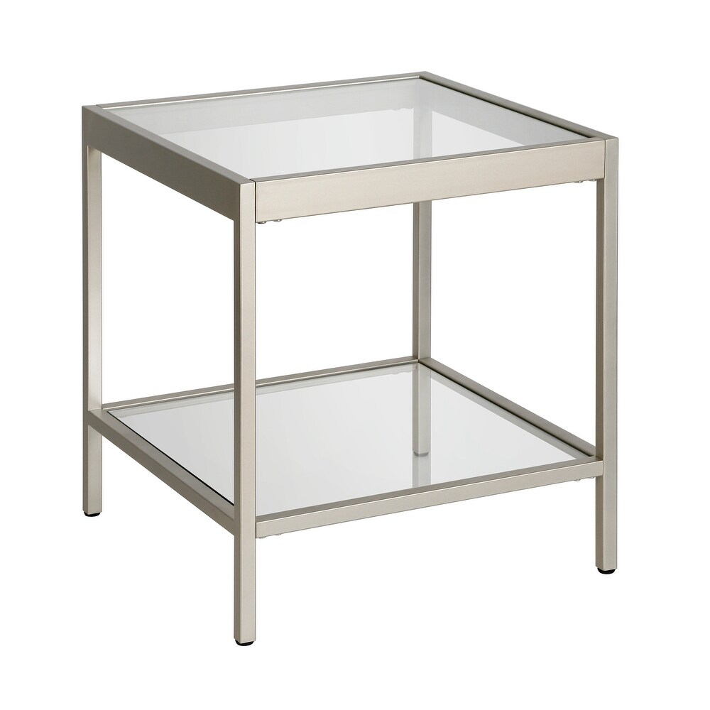 Alexis Modern Metal and Glass Square Side Table