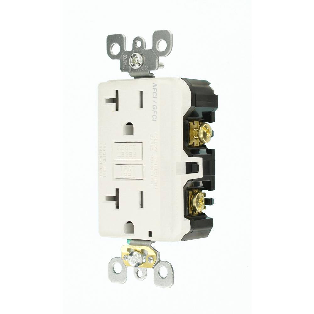 Leviton 20 Amp 125-Volt Duplex Self-Test SmartlockPro Tamper Resistant AFCIGFCI Dual Function Outlet White R02-AGTR2-0KW