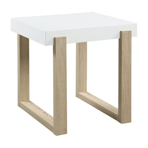 Coaster Furniture Pala White High Gloss and Natural Rectangular End Table