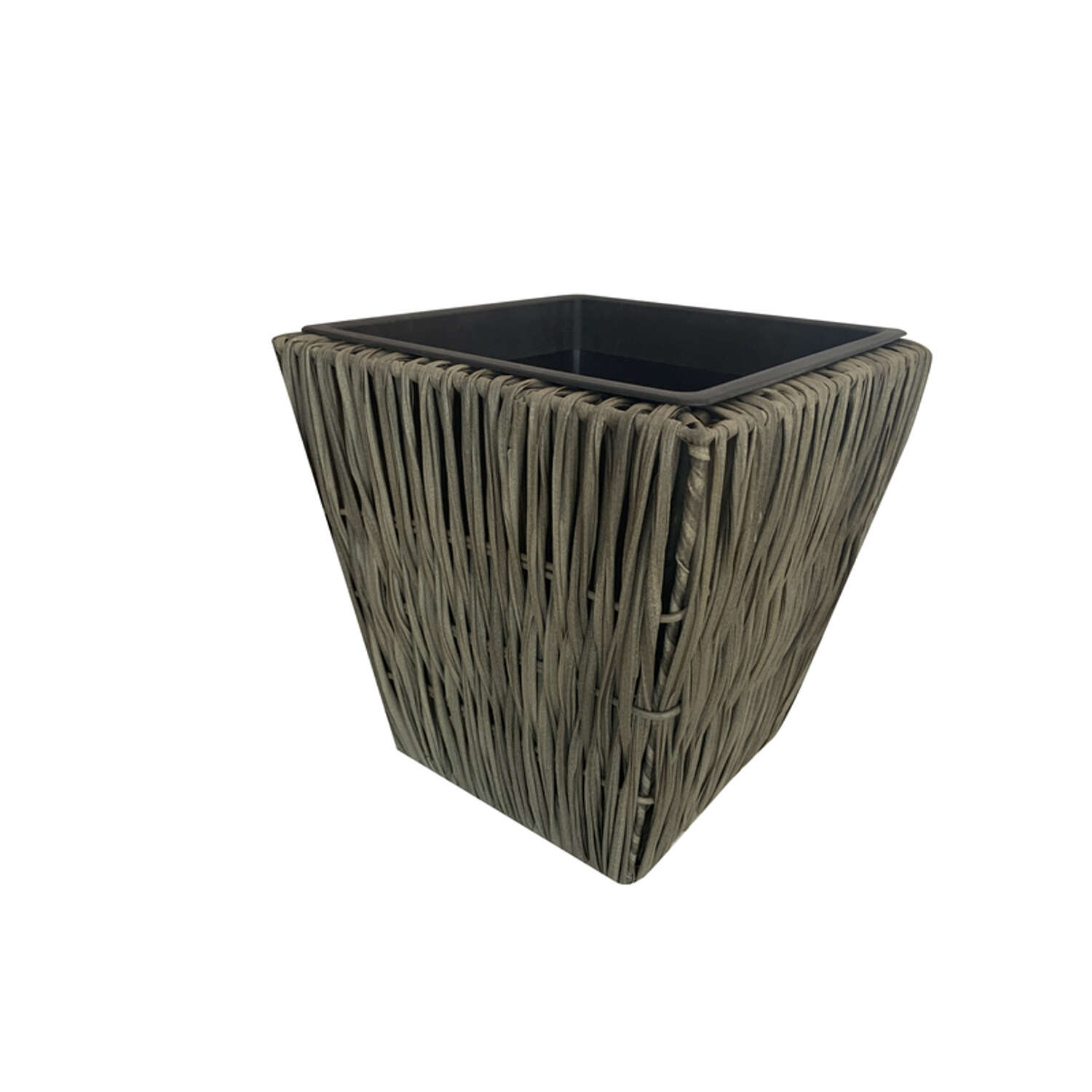 Infinity 14.17 in. H X 14.5 in. W X 14.5 in. D Plastic Wicker Planter Gray