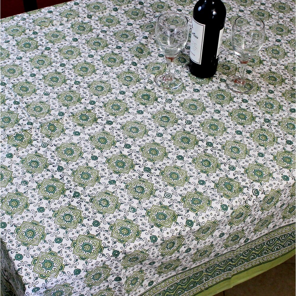 Cotton Pristine Floral Diamonds Tablecloth Rectangle