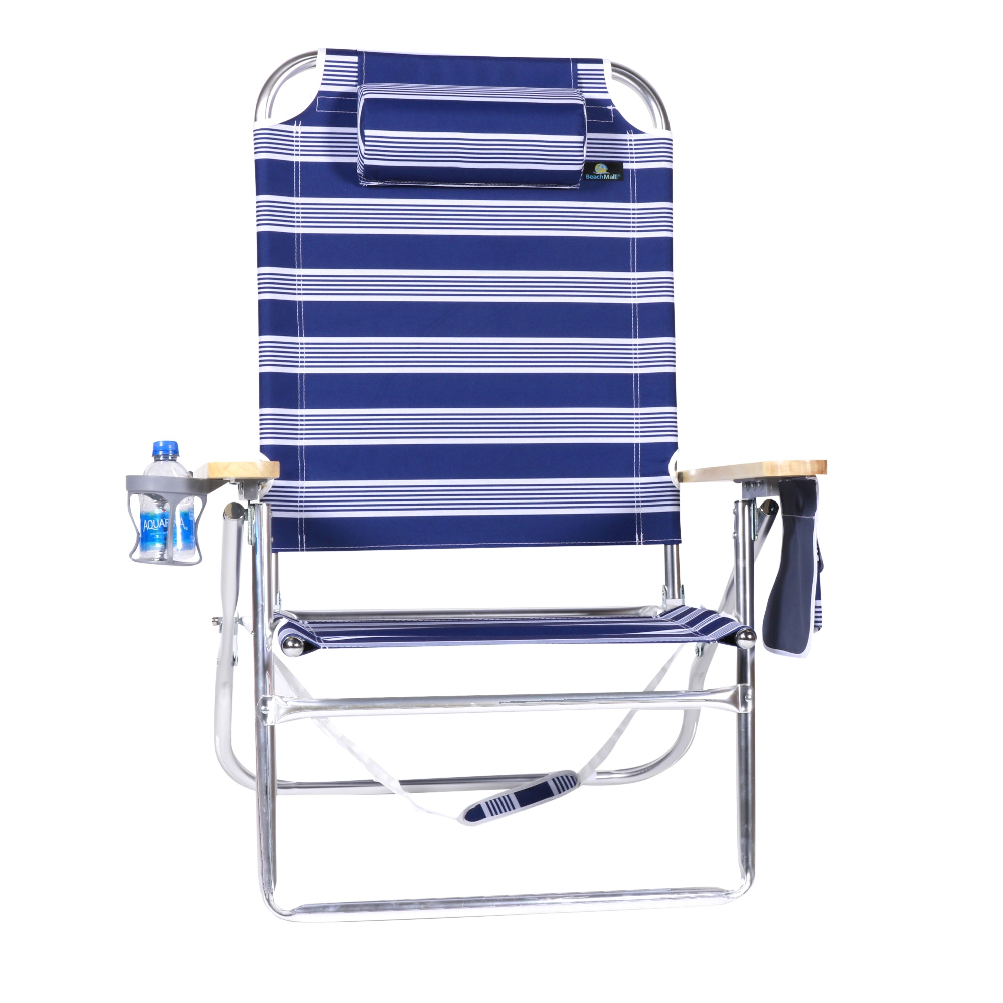 Extra Large - High Seat of the Ground with 3 Reclining Position Aluminum Heavy Duty Beach Chair for Adults with Cup Holder - 300 lbs Capacity