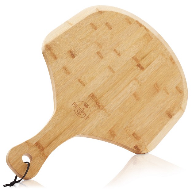 Pie Supply Bamboo Pizza Peel For Baking And Serving Wood Paddle Cutting Board With Handle And Hanging Strap