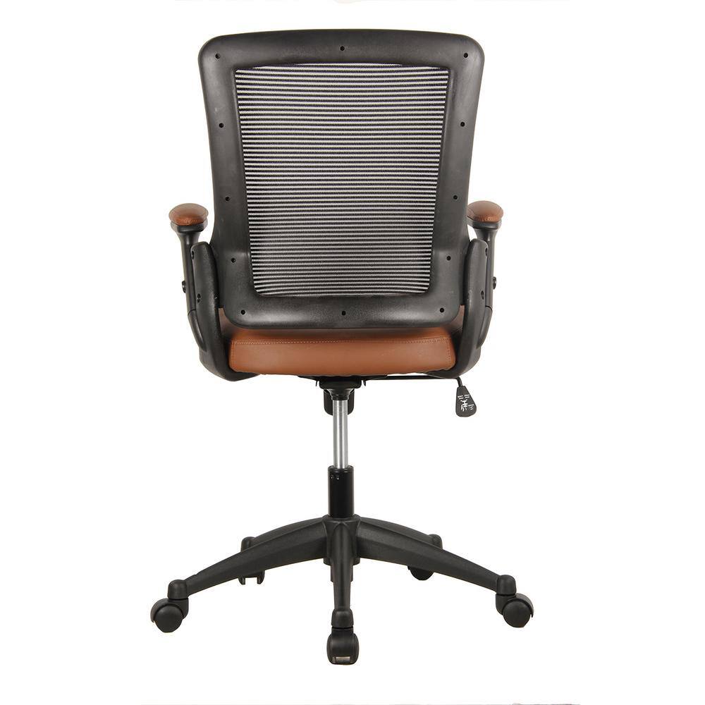 TECHNI MOBILI 25 in. Width Big and Tall Brown Faux Leather Task Chair with Adjustable Height RTA-8030-BRN