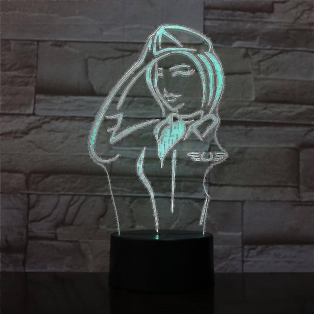 Female Soldier Salute 3d Led Night Light Kids Bedroom Table Lamp