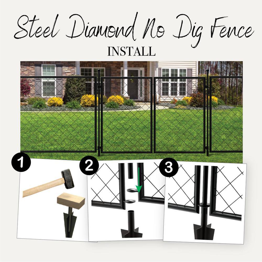 Vigoro 37.3 in. H x 50.2 in. W Steel Diamond Mesh Garden Fence Gate 860657