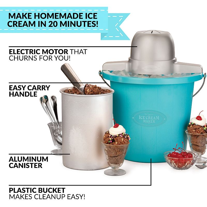 Nostalgia Electrics 4-qt. Electric Ice Cream Maker with Easy-Carry Handle