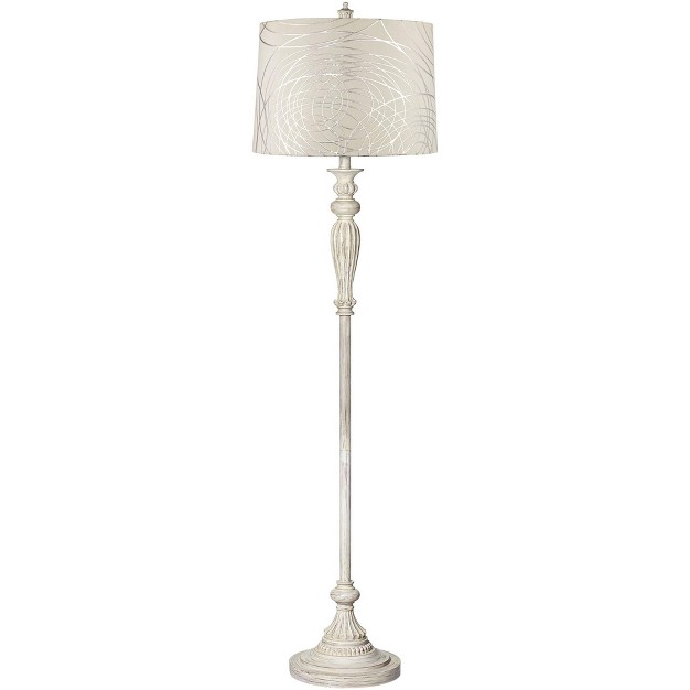 Tall Antique White Washed Off White Washed Silver Drum Shade For Living Room Bedroom Office