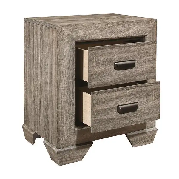 Natural Finish Nightstand  Flat Cup Pulls Two Dovetail Drawers  Bedroom Furniture