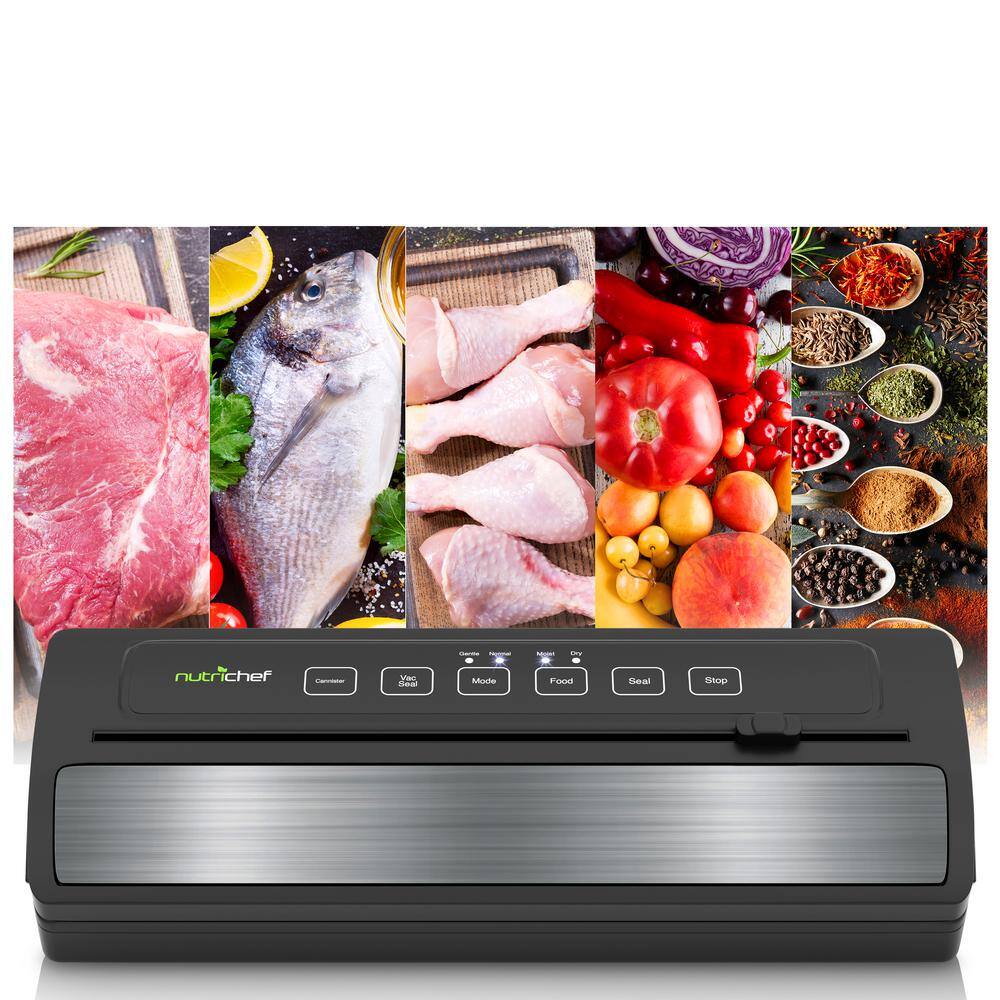 NutriChef Reusable Vacuum Food Bags Automatic Food Vacuum Sealer Electric Air Sealing Preserver System PKVS25BK