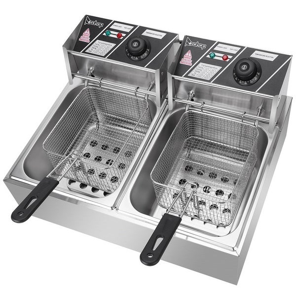 12.7QT/12L Stainless Steel Double Cylinder Electric Fryer