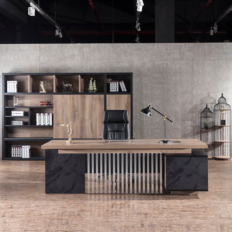 DAXTON Executive Desk with Left Return 200cm - Warm Oak & Black