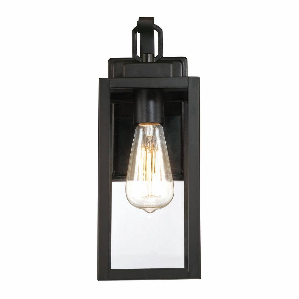 Hukoro Martin 1-Light Matte Black Outdoor Wall Lantern Sconce with Clear Glass FAY-US-OD-142-B-2