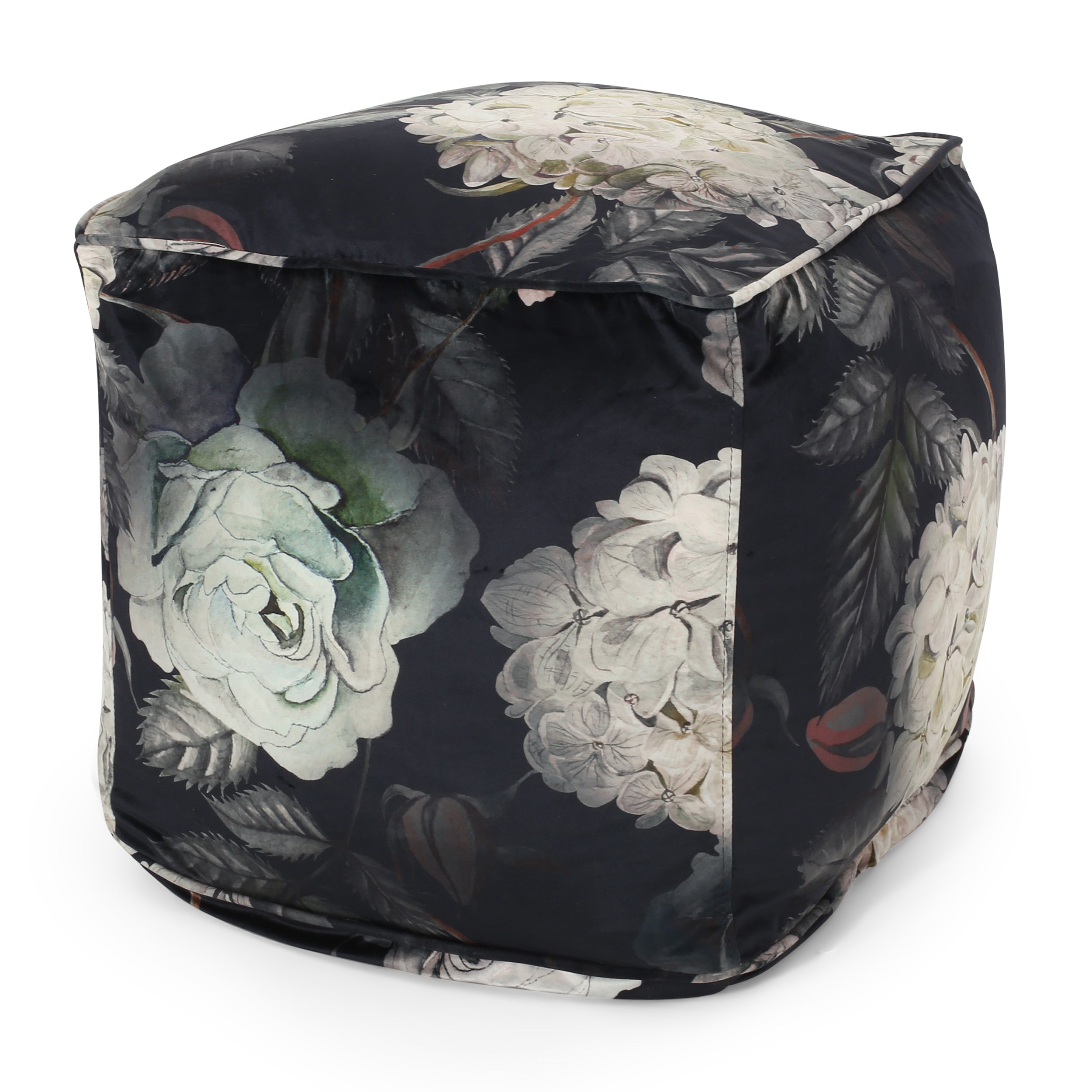 Amlin Traditional Fabric Flower Print Pouf