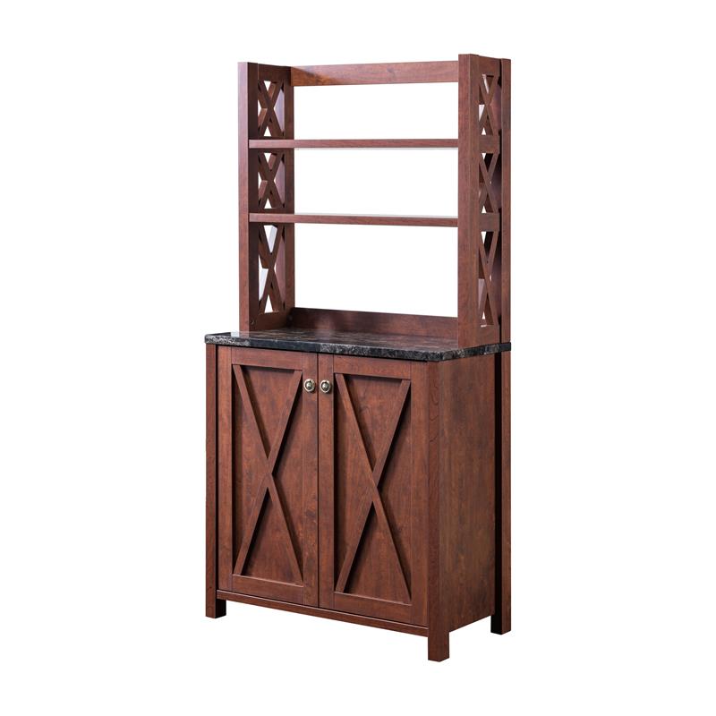 Furniture of America Schuetz Rustic Wood Multi-Storage Kitchen Cabinet in Walnut