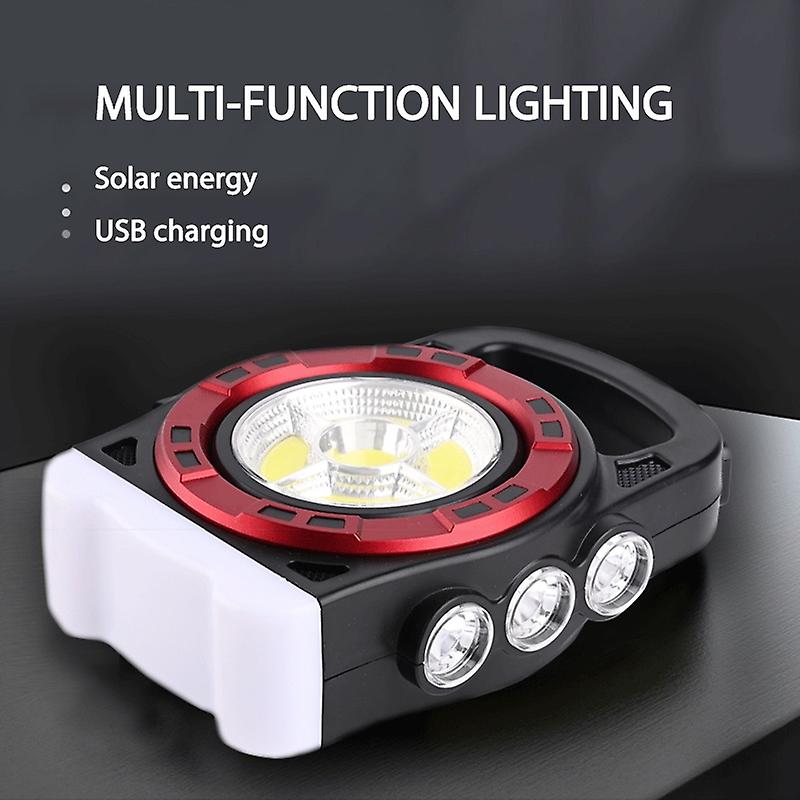 Solar Powered Led Flashlight， Rechargeable Work Light， Waterproof Searchlight， Outdoor Spotlight For Camping Hiking Fishing Etc