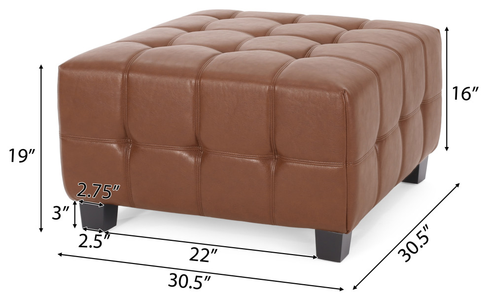 Harlar Faux Leather Tufted Ottoman   Contemporary   Footstools And Ottomans   by GDFStudio  Houzz