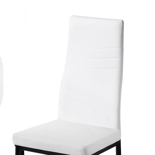 Set of 4 Dining Chairs PU Leather Chairs Upholstered White - 1 7x 31