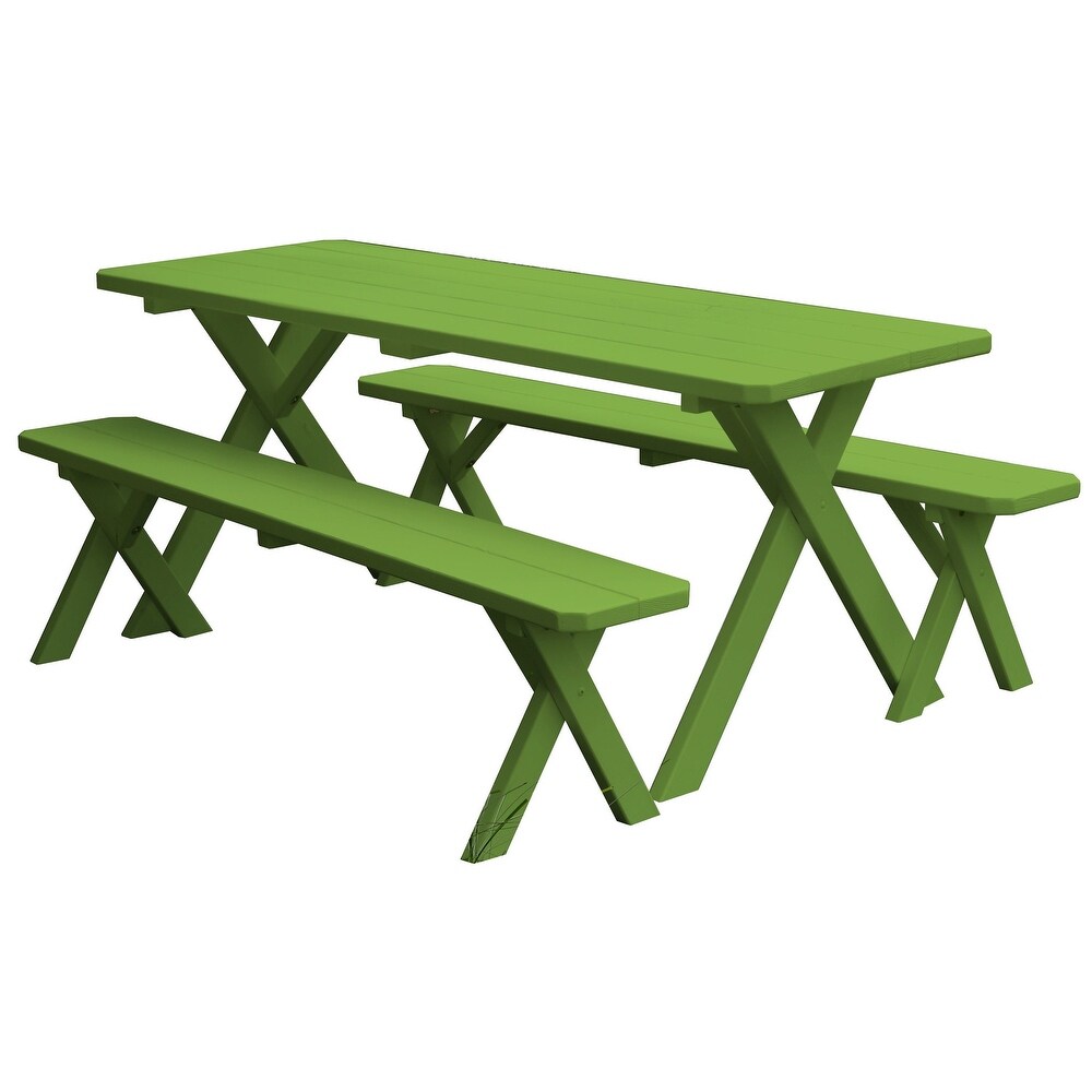 Pine 4' Cross Leg Picnic Table with 2 Benches