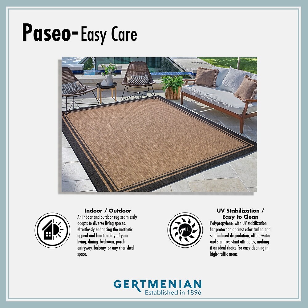 Gertmenian Paseo Paume Green Casual Palm Leaf Flatweave Indoor/Outdoor Area Rug