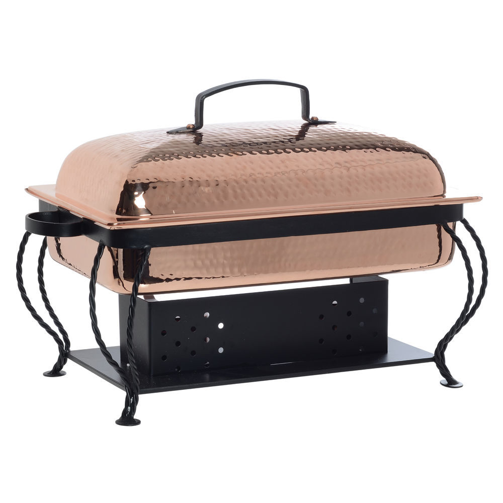 Hubert Hammered Copper Finish 8 Qt Rectangular Chafing Dish - 21