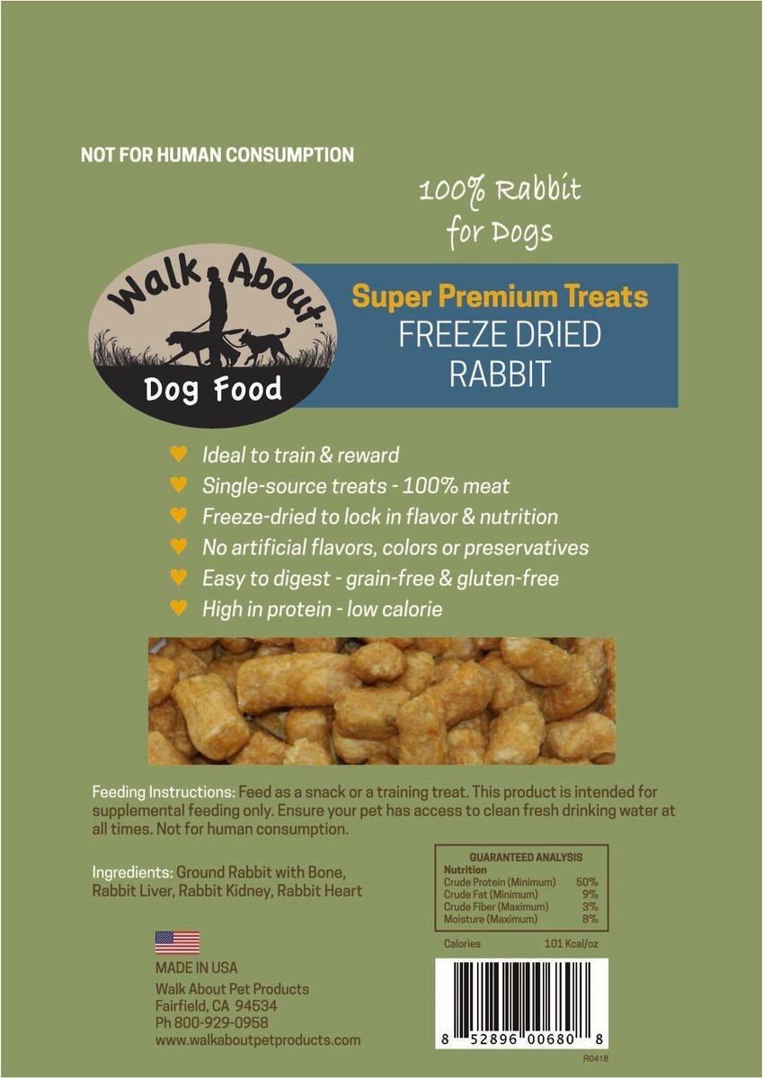 Walk About Grain-Free Freeze Dried Rabbit Dog Treats