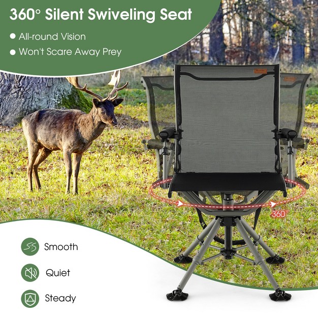 Costway 360 Degree Silent Swivel Hunting Chair W All terrain Feet Pads Support 400 Lbs