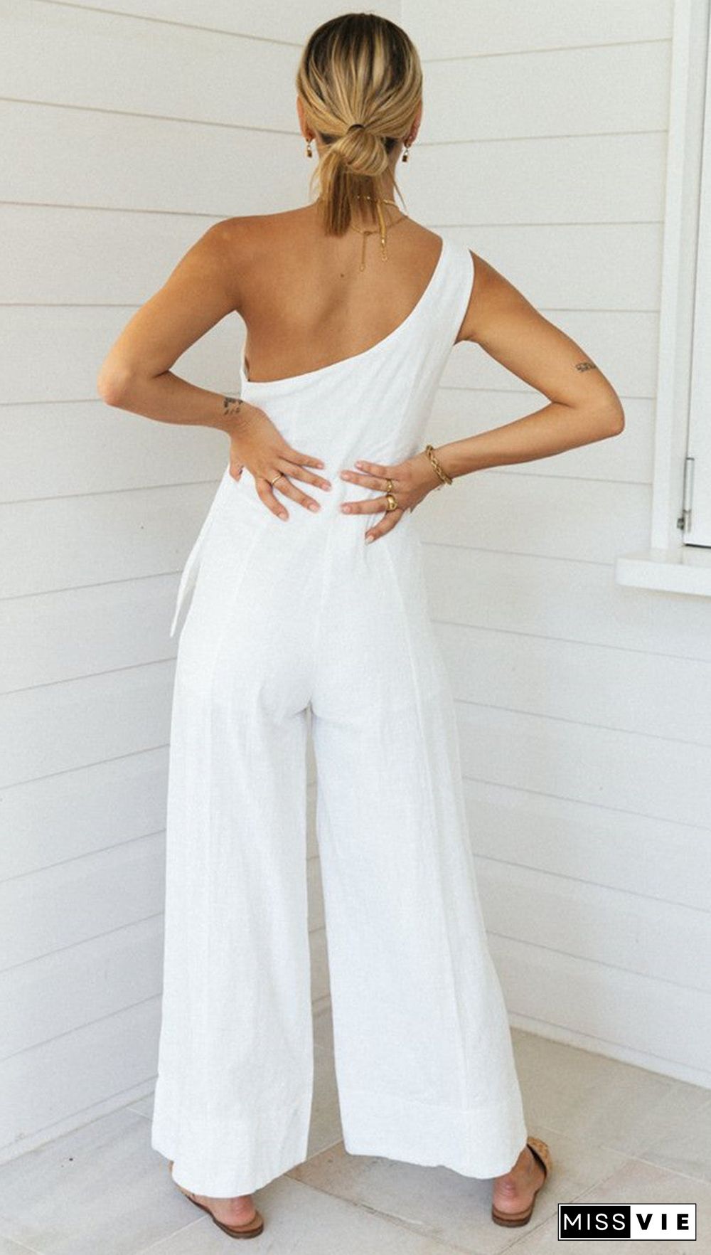 White One-Shoulder Jumpsuit